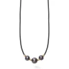18K Gold Triple Black Pearl Necklace