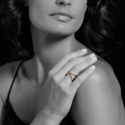 18K Gold X Black Diamond Ring