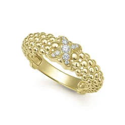 18K Gold X Caviar Diamond Ring