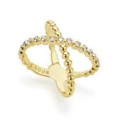 18K Gold X Diamond Ring