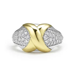 18K Gold X Diamond Ring