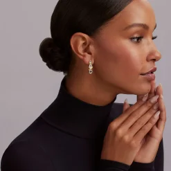 18K Gold XO Diamond Drop Earrings