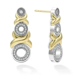 18K Gold XO Diamond Drop Earrings