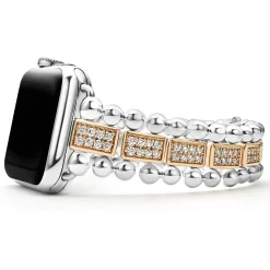 18K Rose Gold and Sterling Silver Full Diamond Watch Bracelet-38-45mm