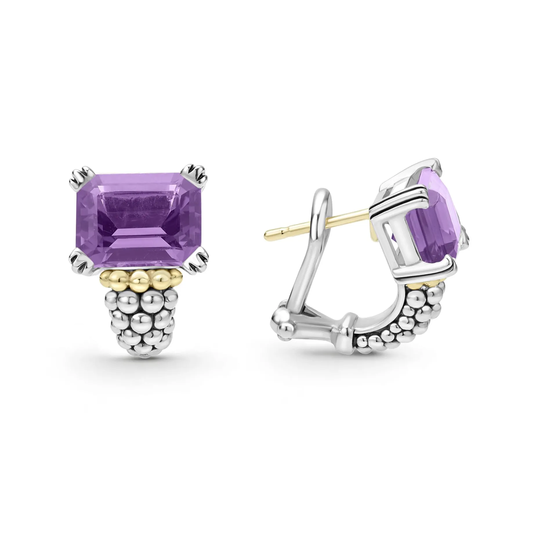 Large Amethyst Huggie Earrings