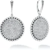 Large Caviar Circle Diamond Drop Earrings
