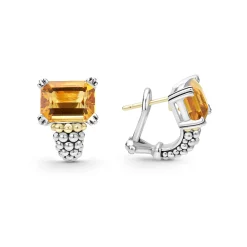 Large Citrine Huggie Earrings