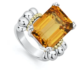 Large Emerald-Cut Citrine Ring