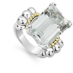 Large Emerald-Cut White Topaz Ring
