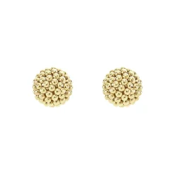 Large 18K Gold Beaded Stud Earrings