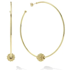 Large 18K Gold Caviar Ball Hoop Earrings