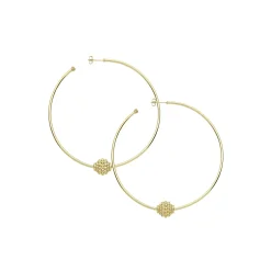 Large 18K Gold Caviar Ball Hoop Earrings