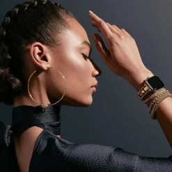 Large 18K Gold Caviar Ball Hoop Earrings