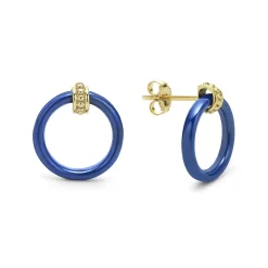 Large 18k Gold Ceramic Circle Stud Earrings