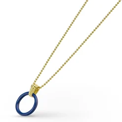 Large 18K Gold Ceramic Circle Pendant Necklace