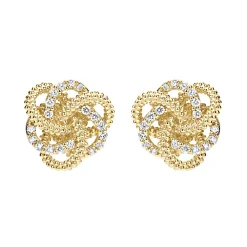 Large 18K Gold Love Knot Diamond Earrings
