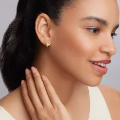 Large 18K Gold Love Knot Stud Earrings