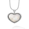 Large Mother of Pearl Heart Pendant Necklace