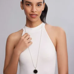 Large Onyx Circle Pendant Necklace