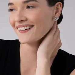 Large Silver Love Knot Stud Earrings