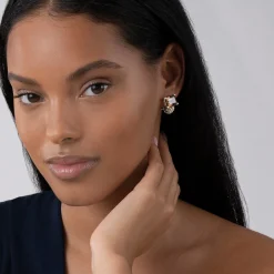 Large Smokey Quartz Huggie Earrings