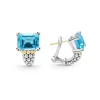 Large Swiss Blue Topaz Huggie Earrings
