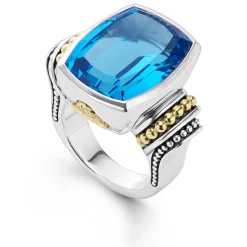 Large Swiss Blue Topaz Statement Ring