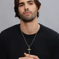 Large Two-Tone Cross Amulet