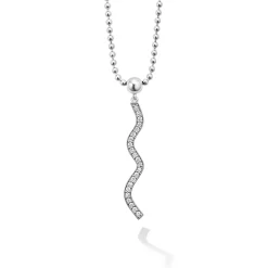 Large Wave Diamond Pendant Necklace