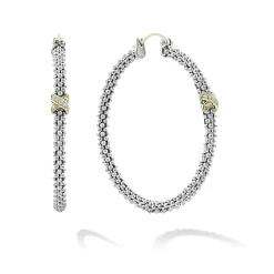 Large X Diamond Caviar Hoop Earrings