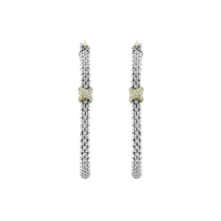 Large X Diamond Caviar Hoop Earrings