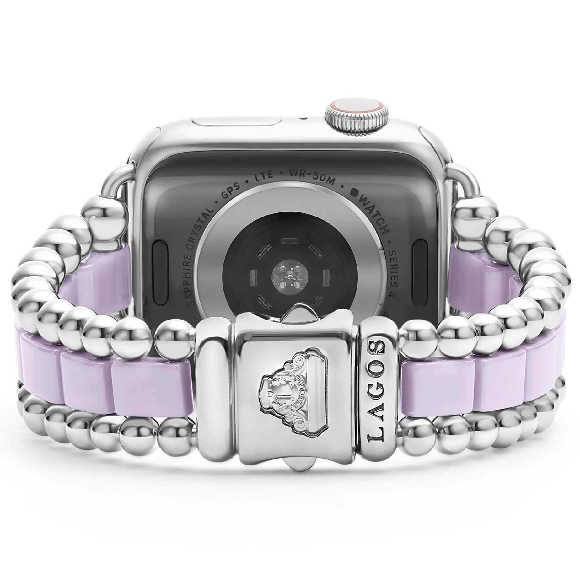 Lilac Ceramic and Stainless Steel Watch Bracelet-38-45mm