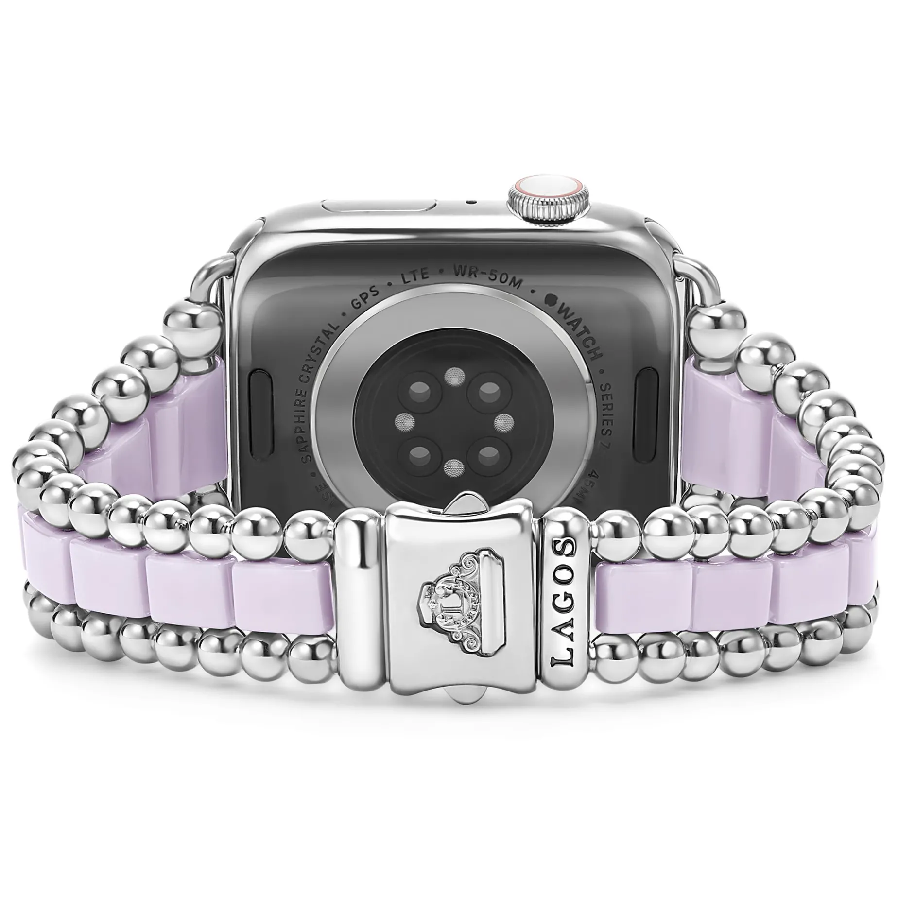 Lilac Ceramic and Stainless Steel Watch Bracelet-42-49mm