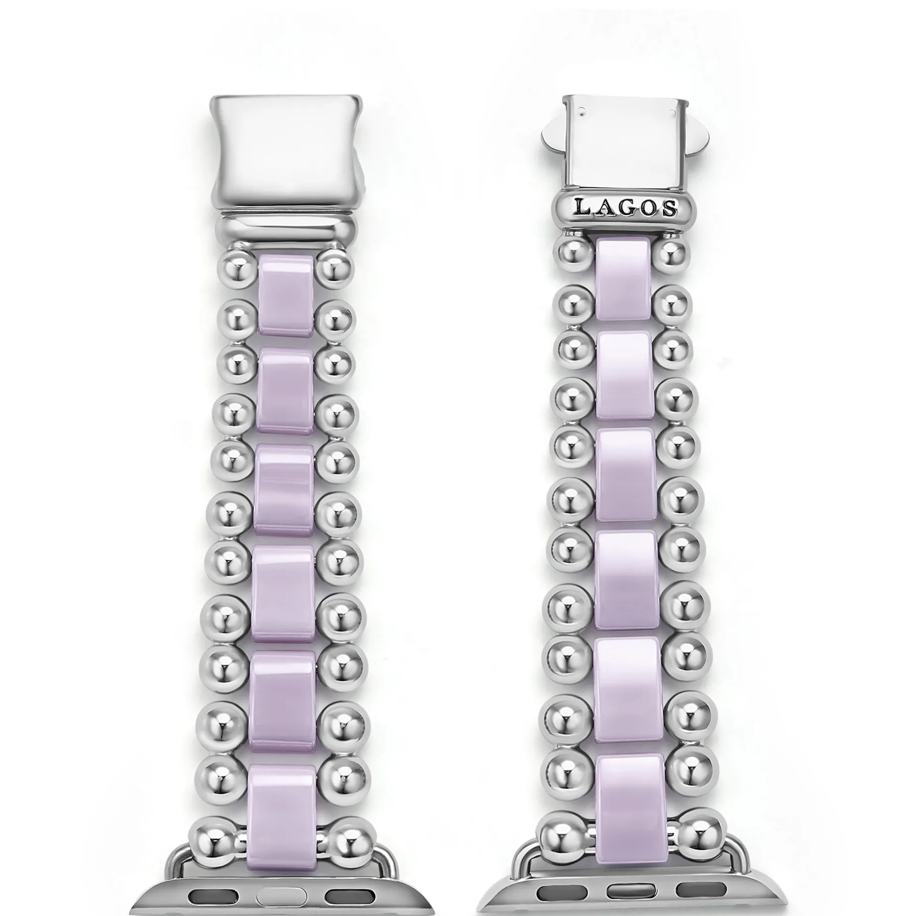 Lilac Ceramic and Stainless Steel Watch Bracelet-38-45mm