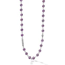 Long Amethyst Beaded Necklace