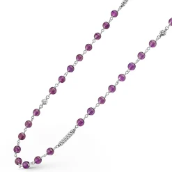 Long Amethyst Beaded Necklace