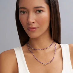 Long Amethyst Beaded Necklace