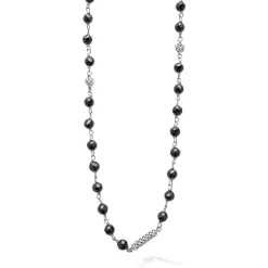 Long Black Ceramic Beaded Necklace