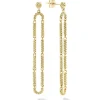 Long 18K Gold Superfine Caviar Drop Earrings