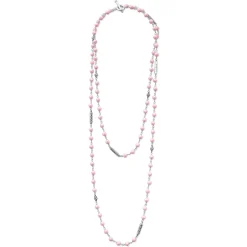 Long Pink Ceramic Beaded Necklace