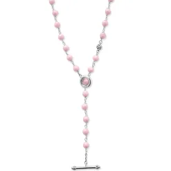Long Pink Ceramic Beaded Necklace