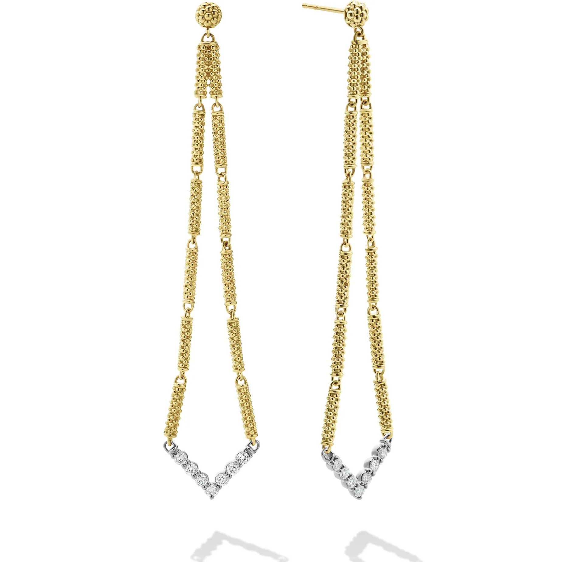 Long Superfine Diamond Drop Earrings
