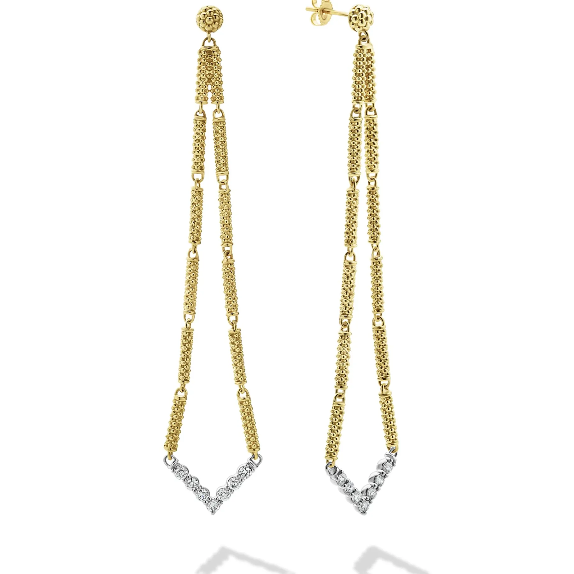 Long Superfine Diamond Drop Earrings