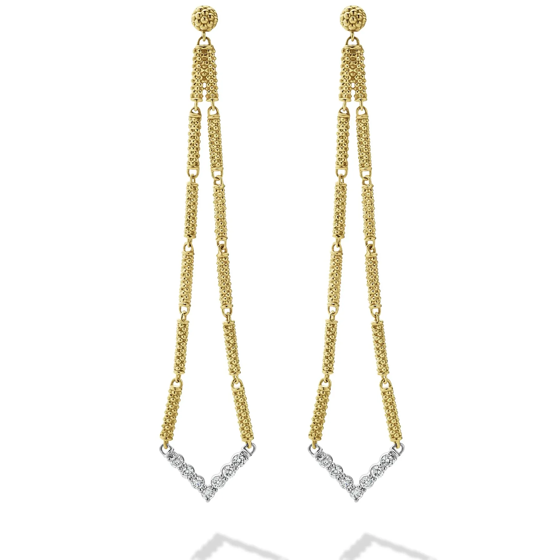 Long Superfine Diamond Drop Earrings