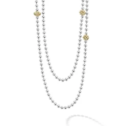 Long Two-Tone Caviar Beaded Necklace