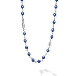 Long Ultramarine Ceramic Beaded Necklace