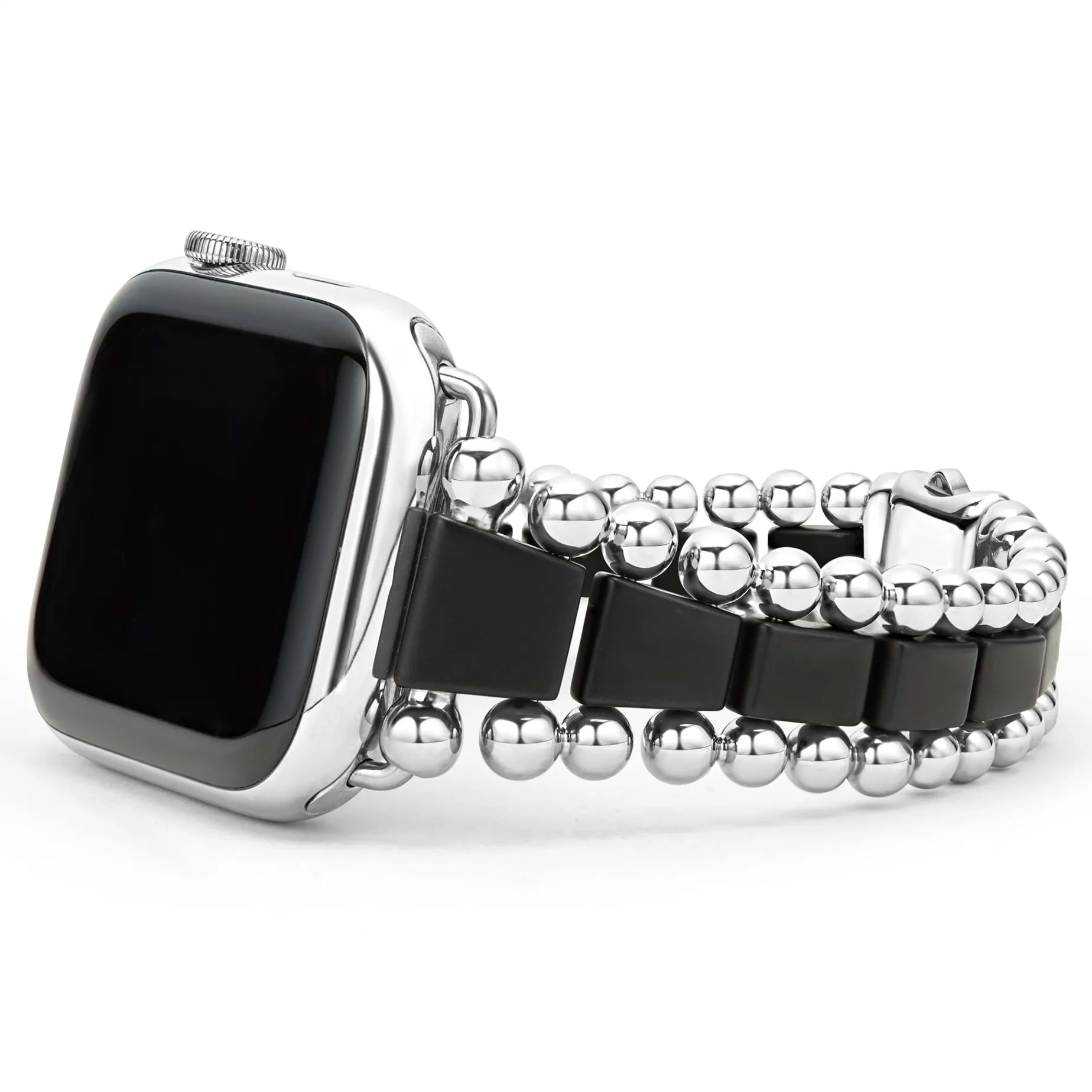 Matte Black Ceramic and Caviar Beaded Skull Bracelet Gift Set