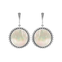 Mother of Pearl Circle Drop Earrings