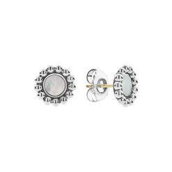 Mother of Pearl Circle Stud Earrings