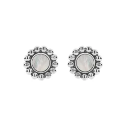 Mother of Pearl Circle Stud Earrings
